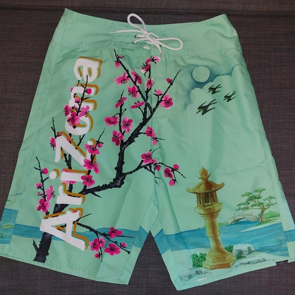 Arizona Green Tea Cherry Blossom Board Shorts - Picture 1 of 4